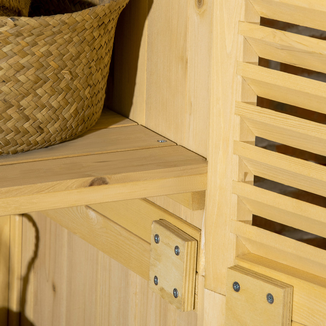 87 x 47 x 160cm Wooden Garden Shed, Sheds & Outdoor Storage with Asphalt Roof and 2 Lockable Doors, Natural