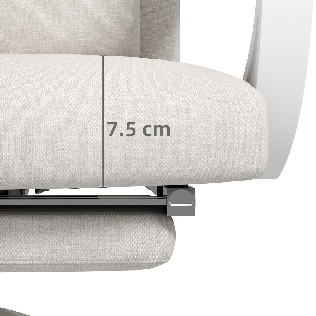 Linen-Look Office Chair, with 160° Reclining Back and Footrest - White
