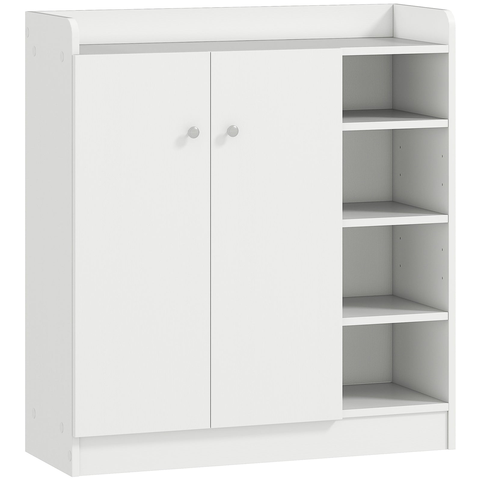 Shoe Storage Cabinet Two Doors w/ Adjustable 4 Shelves Cupboard Footwear Rack Stand Organiser Hallway White