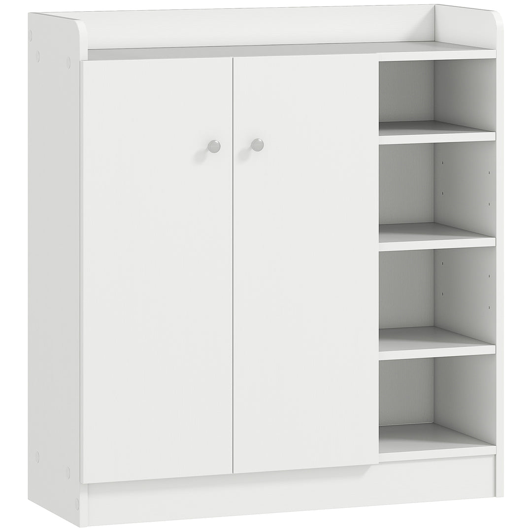 MCL Shoe Storage Cabinet  Two Doors w/ Adjustable 4 Shelves Cupboard Footwear Rack Stand Organiser Hallway White