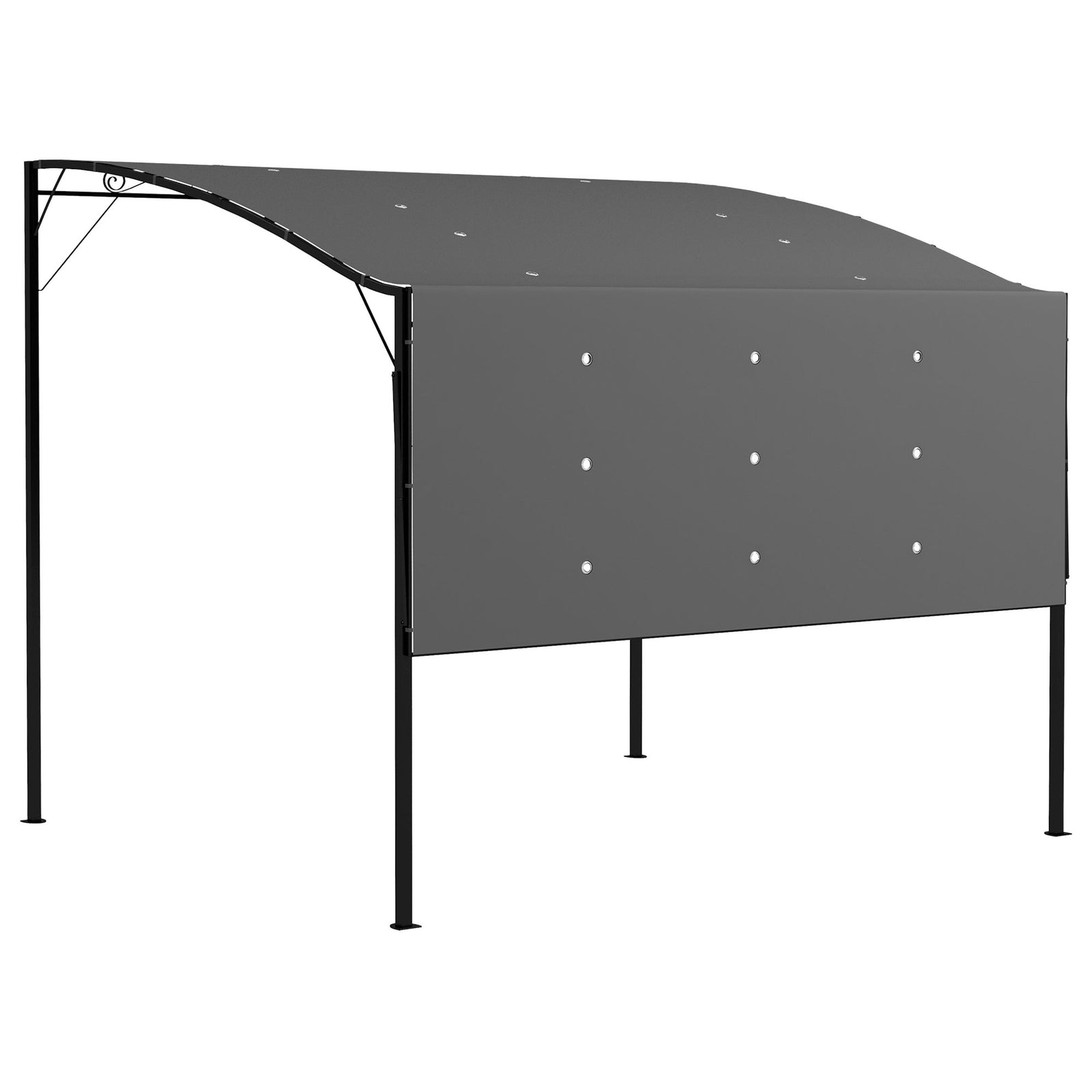 3 x 2.5m Patio Metal Gazebo Door Window Awning Wall Mount Metal Outdoor Shelter Charcoal Grey