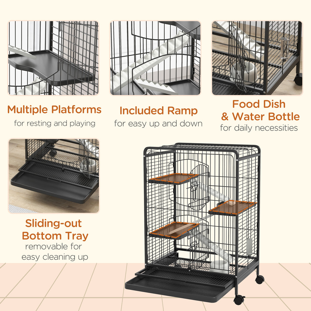 4 Levels Removable Small Animal Cage, 95cm - Black - view 6