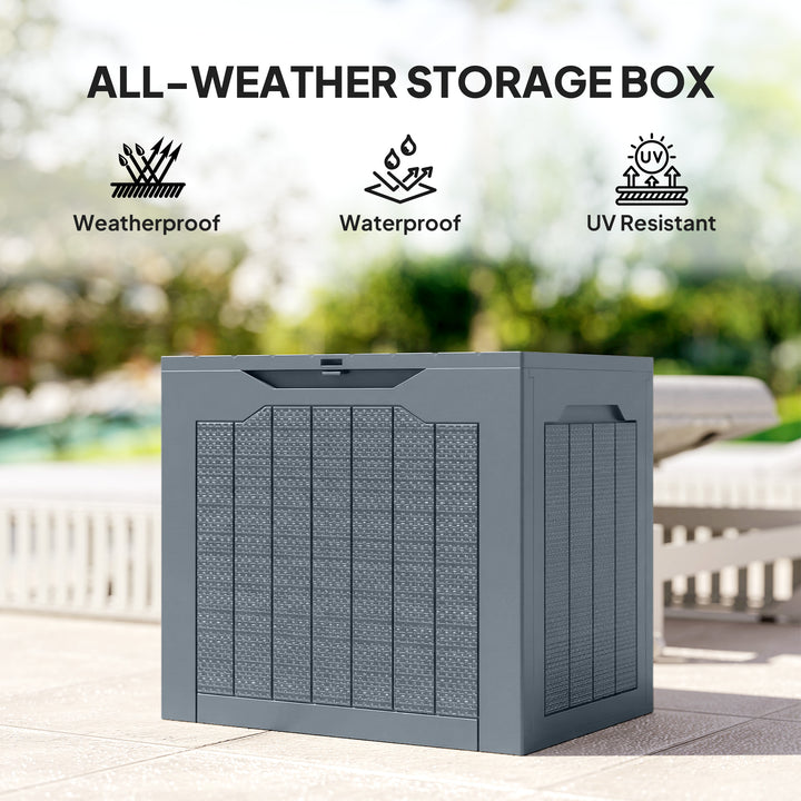 93L Plastic Garden Storage Box, Outdoor Storage Box with Handles, Waterproof Outdoor Storage Container