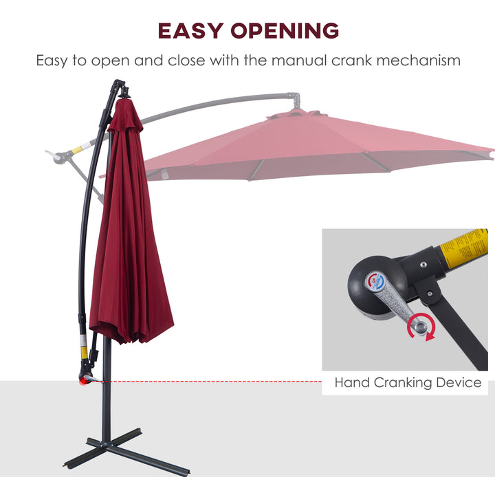 MCL Cantilever Umbrella Parasol Hanging Banana Steel Dark Green 3M Patio Wine Red