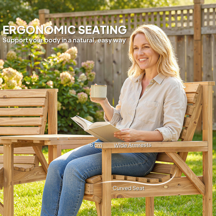 Wooden Garden Furniture Set , 1 Chair, 1 Bench and Detachable Table, N