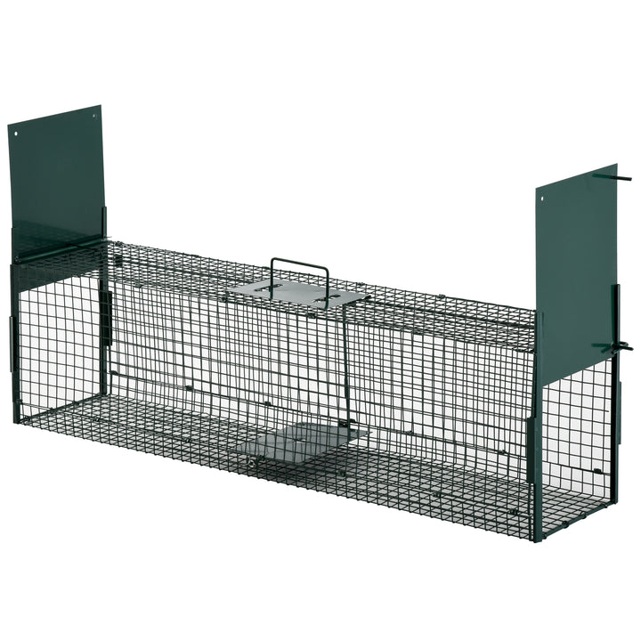 PawHut 2-Door Humane Live Trap for Small Animals, Animal Trap for Rat Mise Mink Rabbit Raccoon Gopher Squirrel, Dark Green | Aosom UK