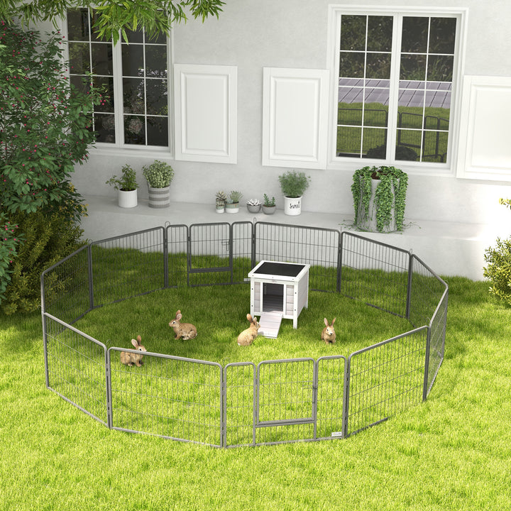 12 Panels Heavy Duty Puppy Playpen, for Small Dogs, Indoor and Outdoor Use - Silver