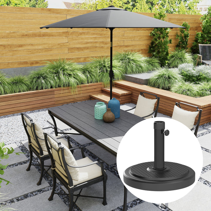 22kg Garden Parasol Base, Round HDPE Sun Umbrella Base, Heavy Duty Outdoor Umbrella Stand for 38mm or 48mm Outdoor Umbrella Poles, Black