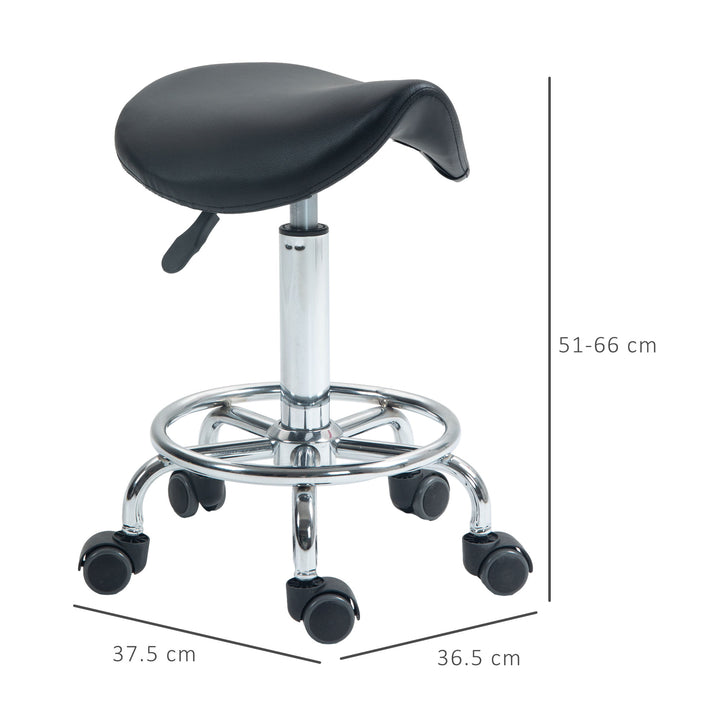 MCL Salon Saddle Stool, Rolling Saddle Chair for Massage, Spa, Clinic, Beauty, Hairdressing and Tattoo, Black