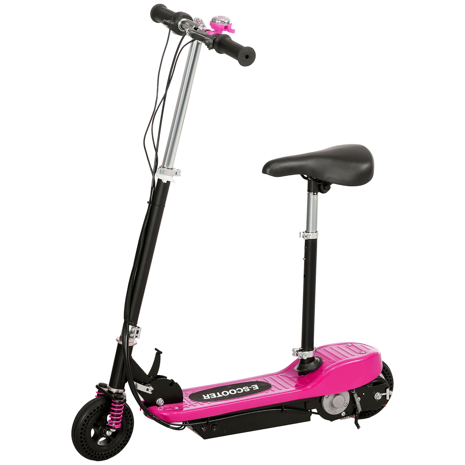 Steel Ride on Powered Scooter, Folding E-Scooter with Warning Bell, 15km/h Maximum Speed, for 6-14 Years Old, Pink