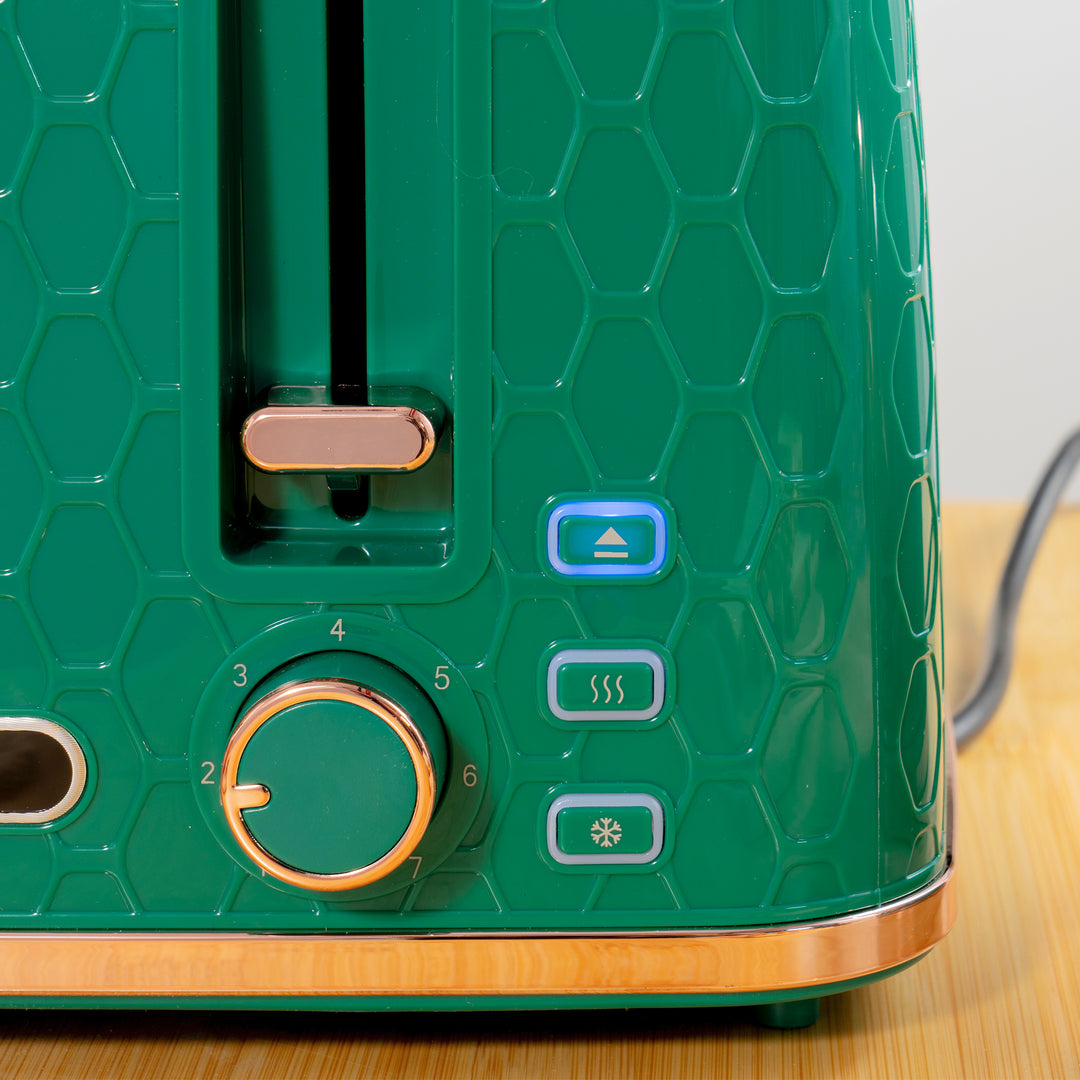 Kettle and Toaster Set, 1.7L 3000W Fast Boil Jug Kettle with Auto Shut Off, 4 Slice Toaster with 7 Level Browning Controls & Crumb Tray, UK Otter Thermostat, Green