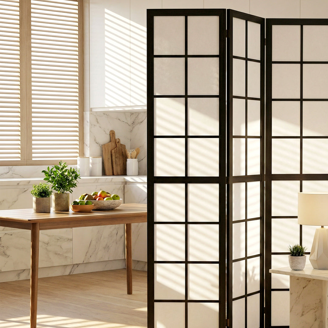 4 Panel Folding Room Divider, Freestanding Room Separator, Indoor Priv