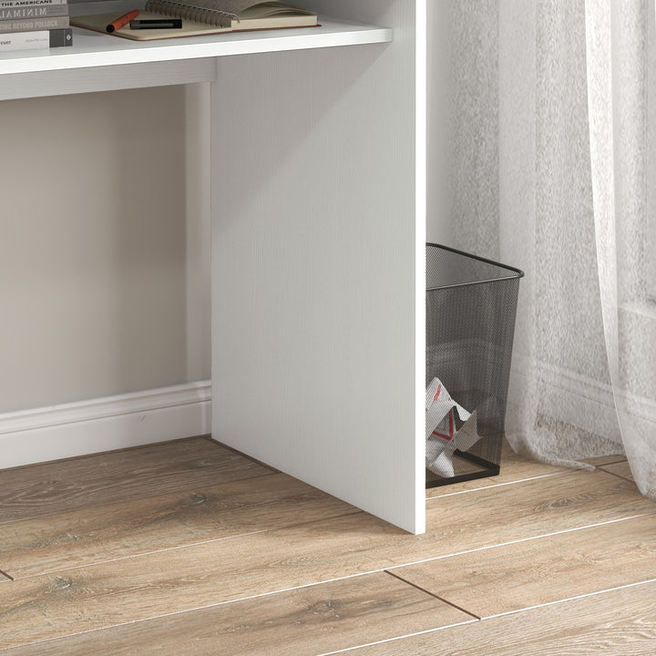 Modern Computer Desk, Home Office Table, Small Writing Desk with Storage Shelf, 90 x 50cm, White Wood Grain