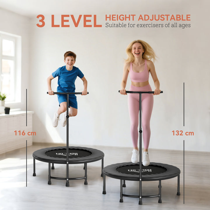 40" Fitness Trampoline with Adjustable Handle, Rebounder Trampoline, Mini Jumper for Indoor Exercise Workout, Black
