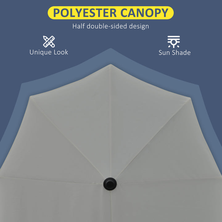 MCL 2m Half Parasol Market Umbrella Garden Balcony Parasol with Crank Handle, Base, Double-Sided Canopy, Dark Grey