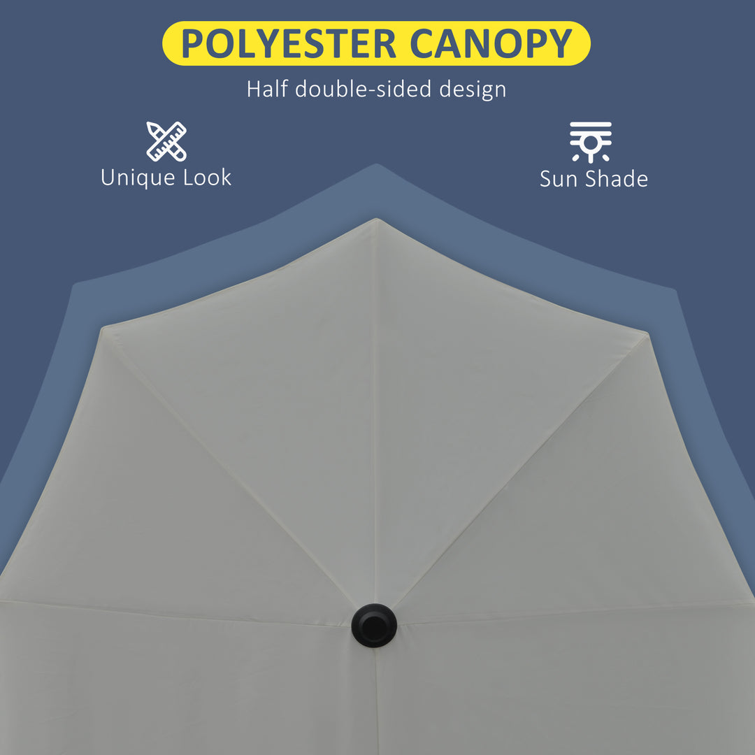 2m Half Parasol Market Umbrella Garden Balcony Parasol with Crank Handle, Base, Double-Sided Canopy, Dark Grey