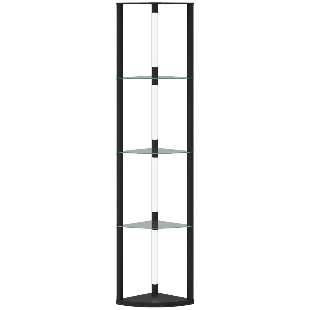 MCL LED Floor Lamp with Shelves, Dimmable Standing Lamp with Foot Switch for Living Room, Bedroom, Black