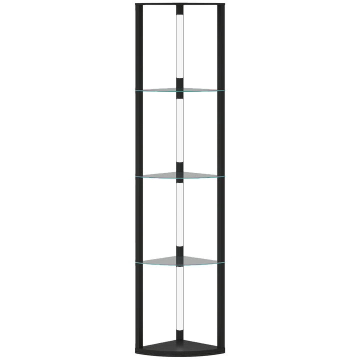 MCL LED Floor Lamp with Shelves, Dimmable Standing Lamp with Foot Switch for Living Room, Bedroom, Black