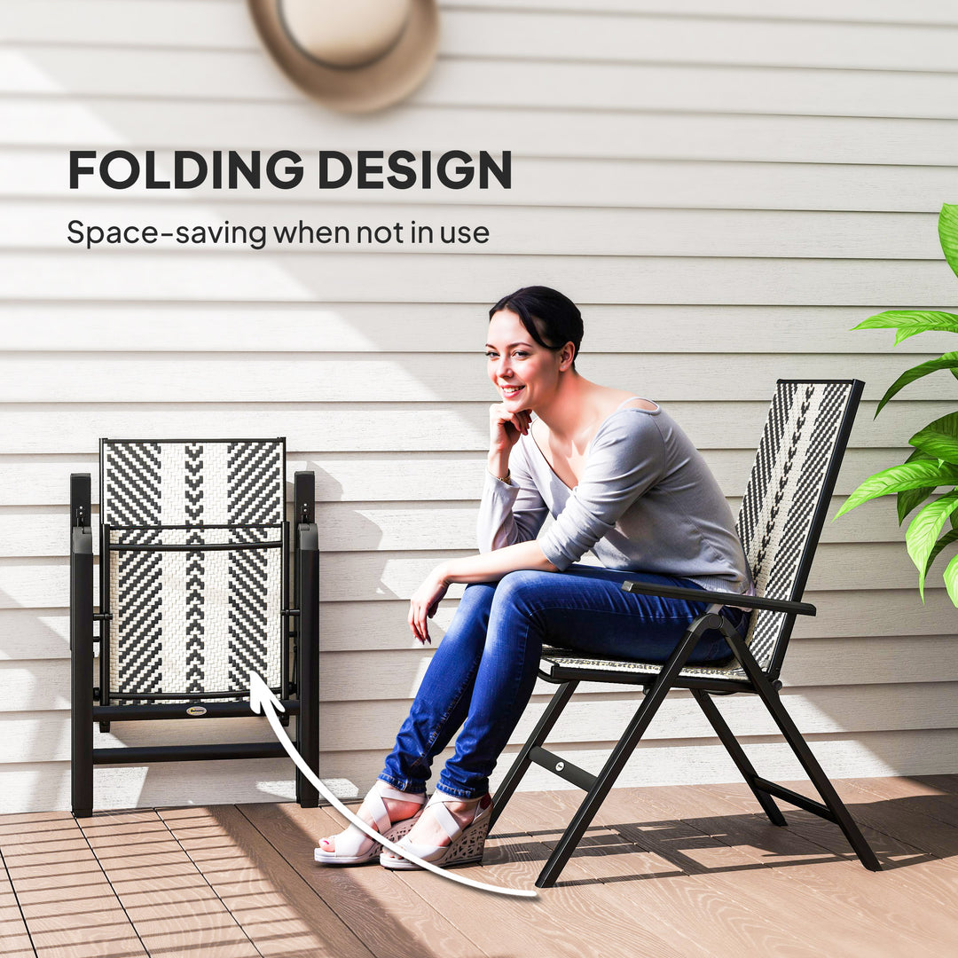 Rattan Reclining Garden Chairs - Black