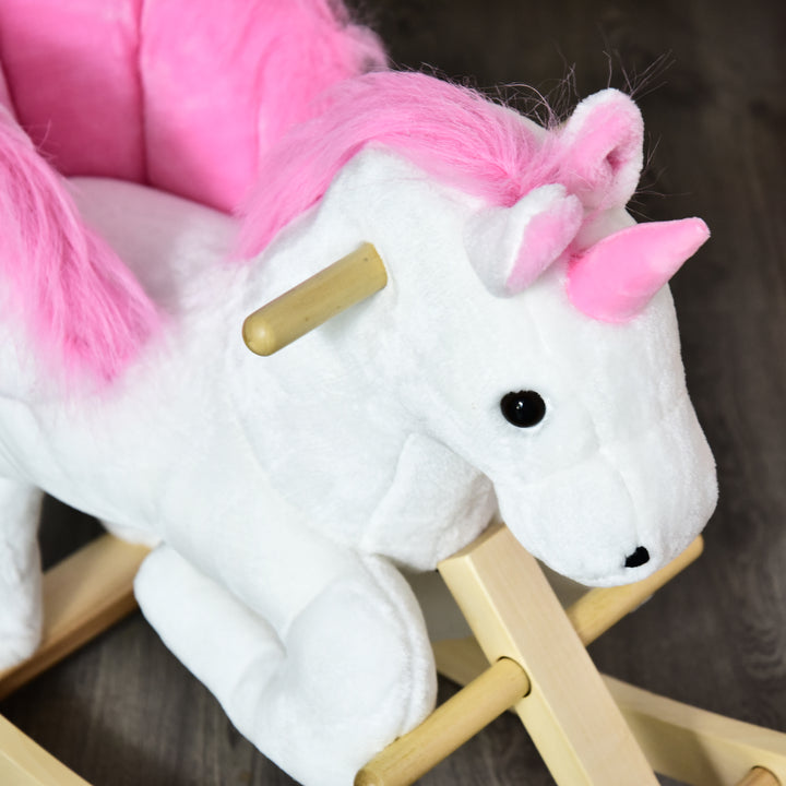 MCL Kids Rocking Horse Toy, Plush Unicorn Rocker Seat with Wood Base and Music, for 1.5-3 Years