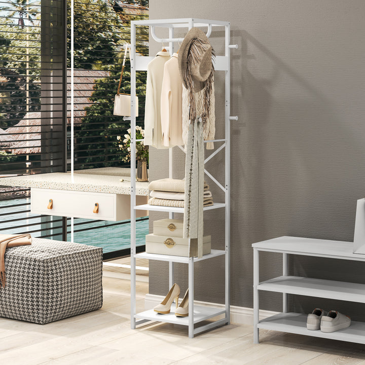 Multi-Storage Clothes Rack - White