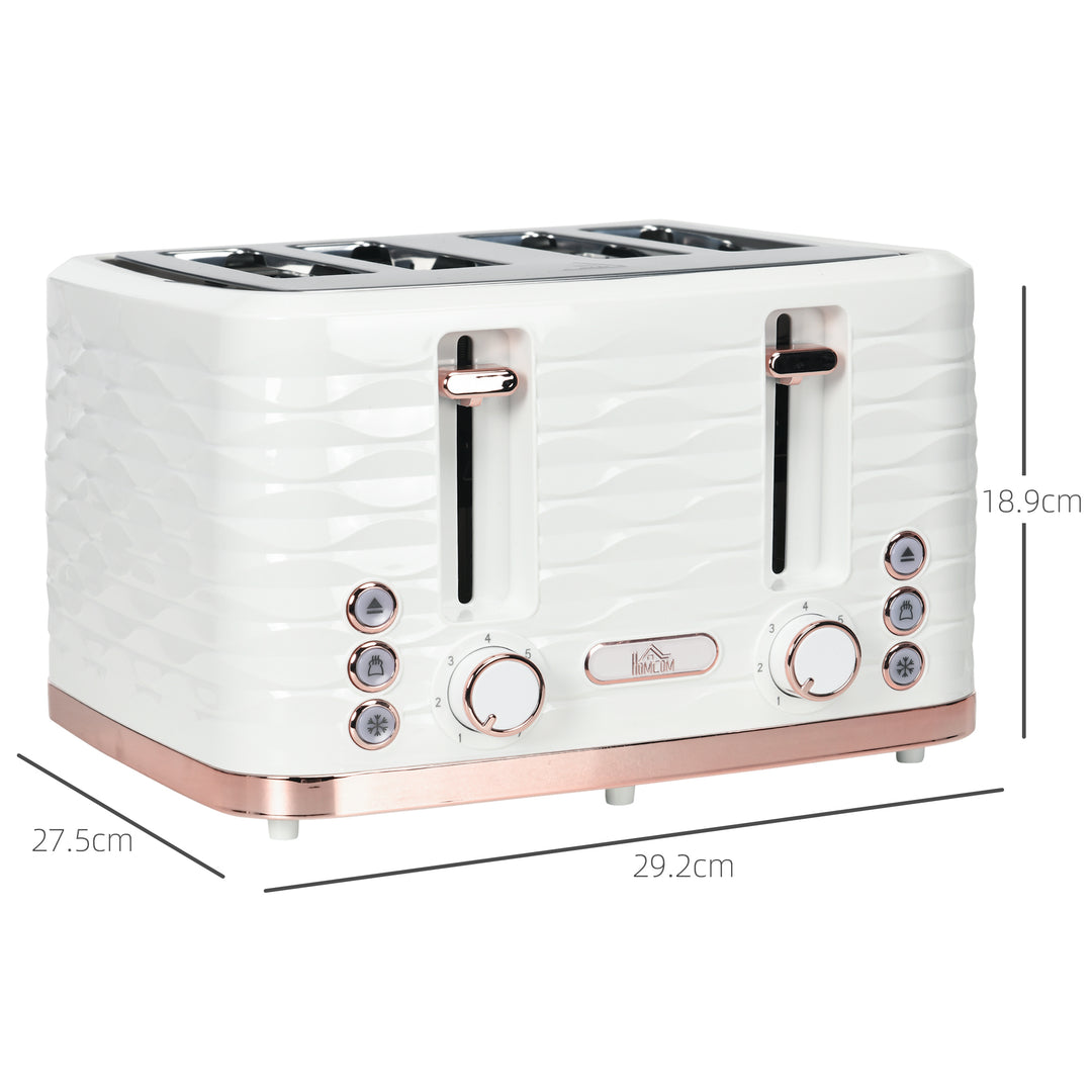 Four-Slice Rippled Toaster - White