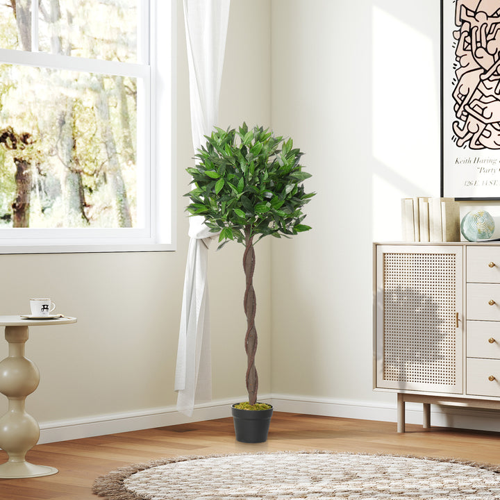 MCL Artificial Bay Laurel Topiary Trees w/ Pot Fake, Set Of 2 120cm/4FT Indoor Greenery Plant Home Office Garden Decor Green