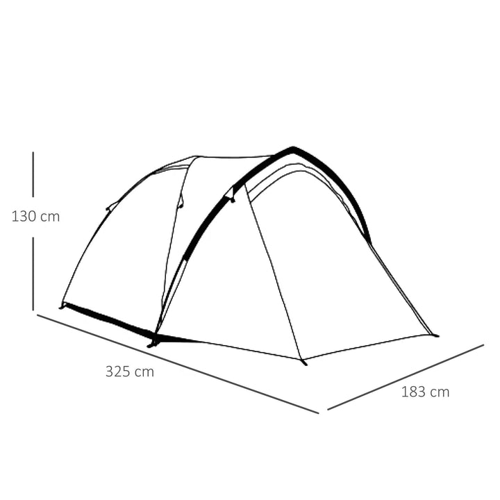 MCL Dome Tent for 3-4 Person Family Tent with Large Windows Waterproof Green