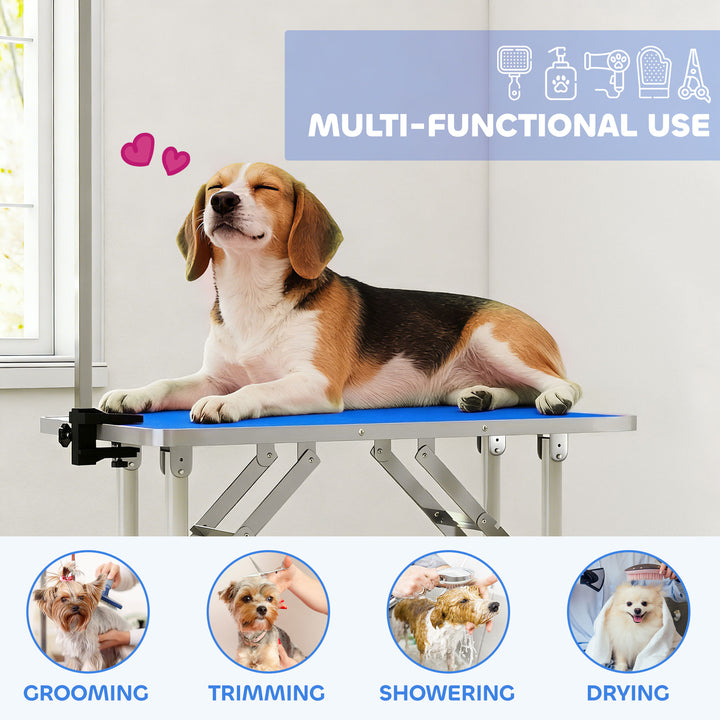 32" Foldable Dog Grooming Table Pet Drying Beauty Table Adjustable Fix