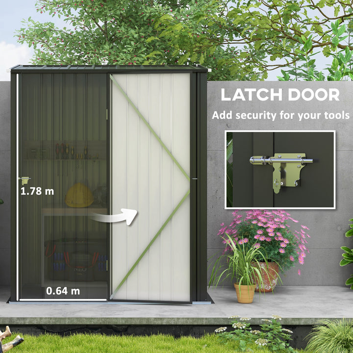 5.3 x 3.1ft Corrugated Steel Garden Shed - Black