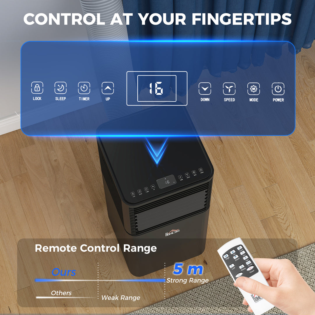 8000 BTU 4-In-1 Portable Air Conditioner Unit Cooling Dehumidifying Ventilating for Room up to 27m², with Fan, Remote, 24H Timer, Window Mount Kit, R290, A Energy Efficiency