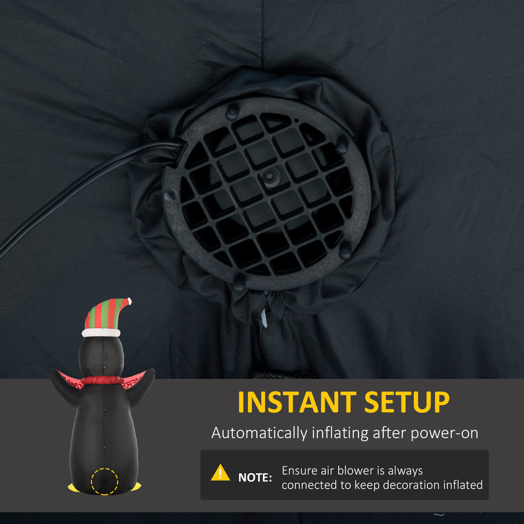 MCL 8ft Inflatable Penguin & Christmas Banner Decoration Indoor Outdoor Weather-Resistant Shell Fun Cute