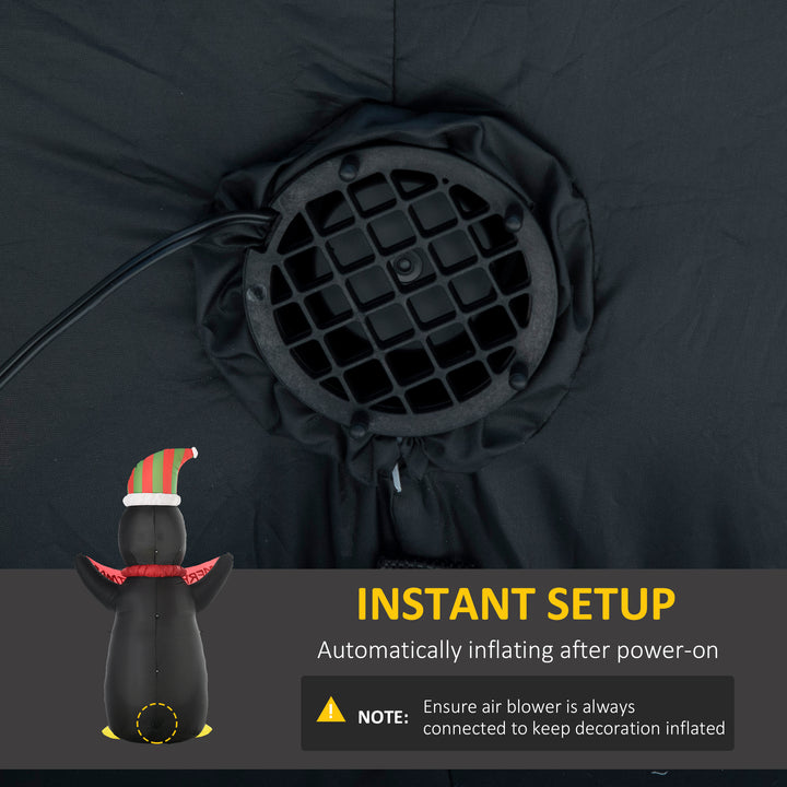 MCL 8ft Inflatable Penguin & Christmas Banner Decoration Indoor Outdoor Weather-Resistant Shell Fun Cute