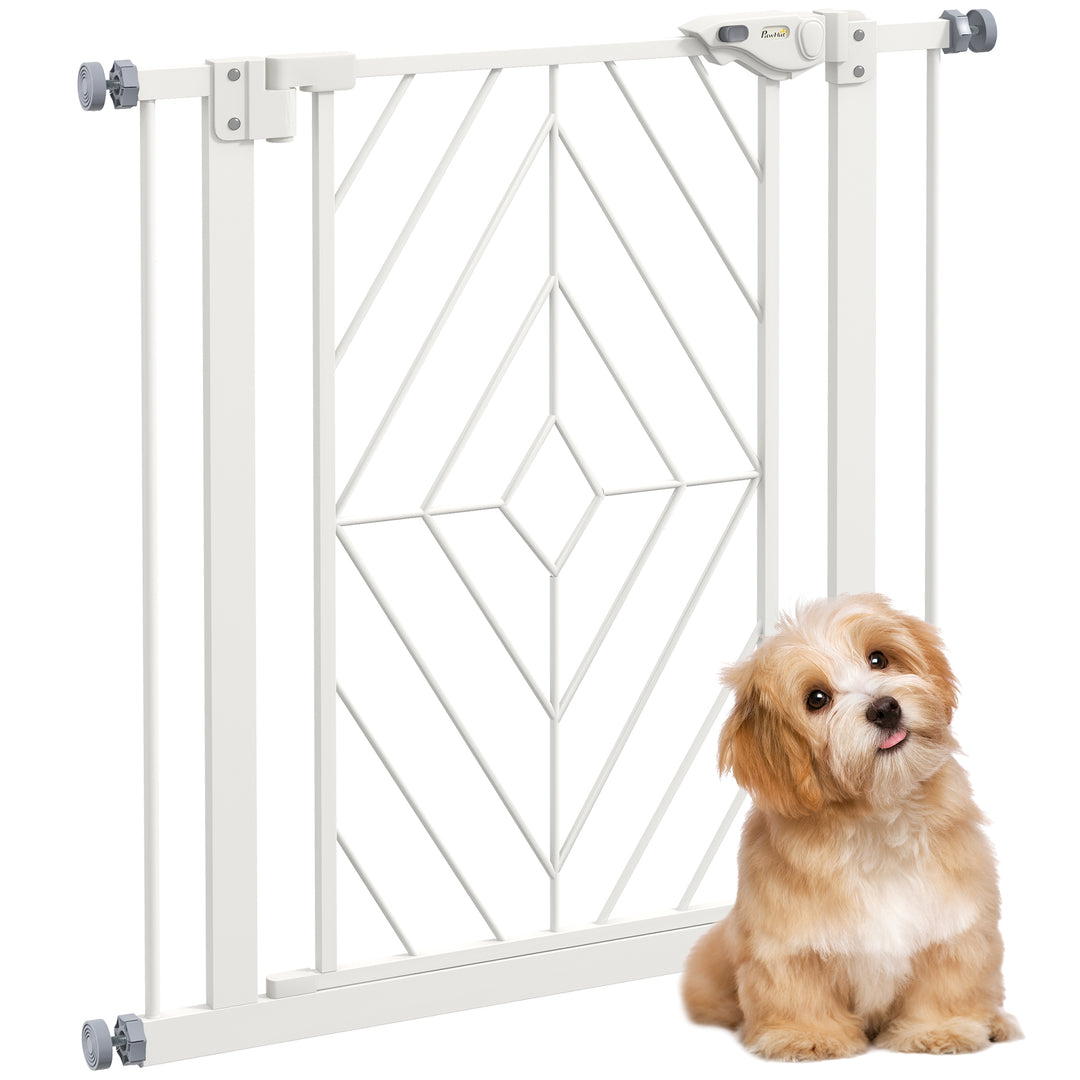 Pressure Fit Stair Gate, Dog Gate, with Auto Closing Door, Double Locking, Easy Installation, Openings 74-80cm - White