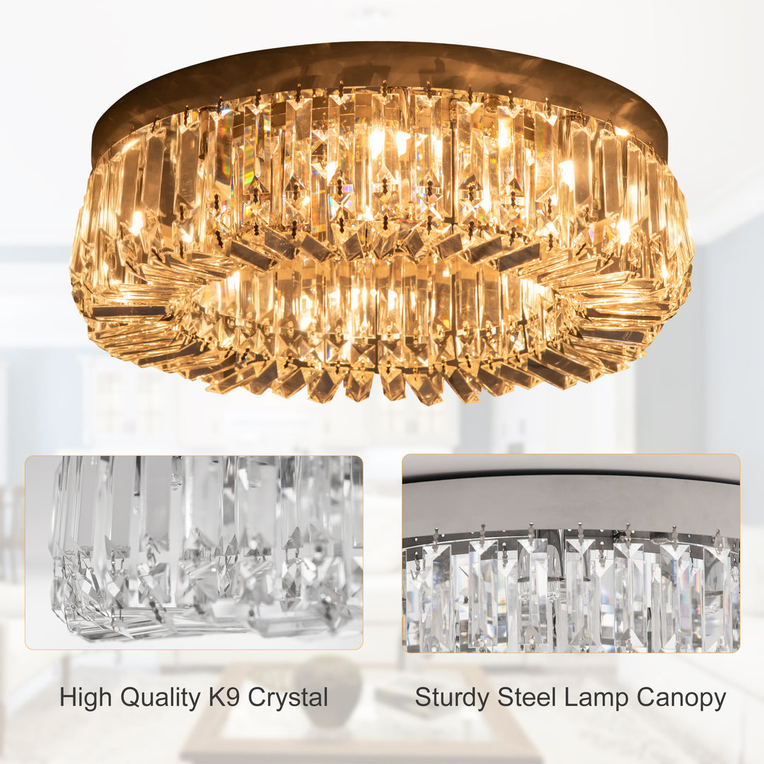 MCL Crystal Ceiling Light Modern Chandeliers Stainless Steel Pendant Lights with Crystal Decorations for Living Room Bedroom Dining Room Hall Silver