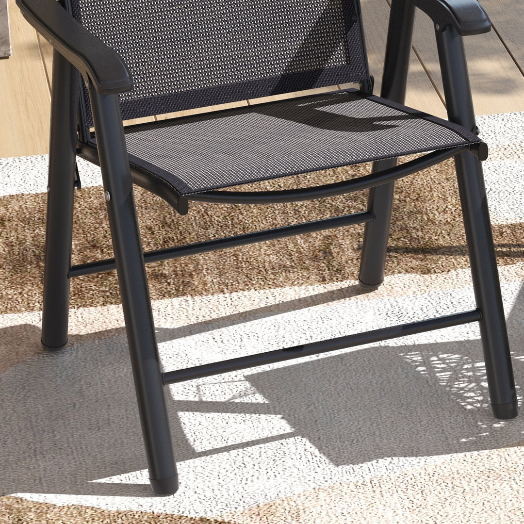Set of Two Folding Garden Chairs - Dark Grey