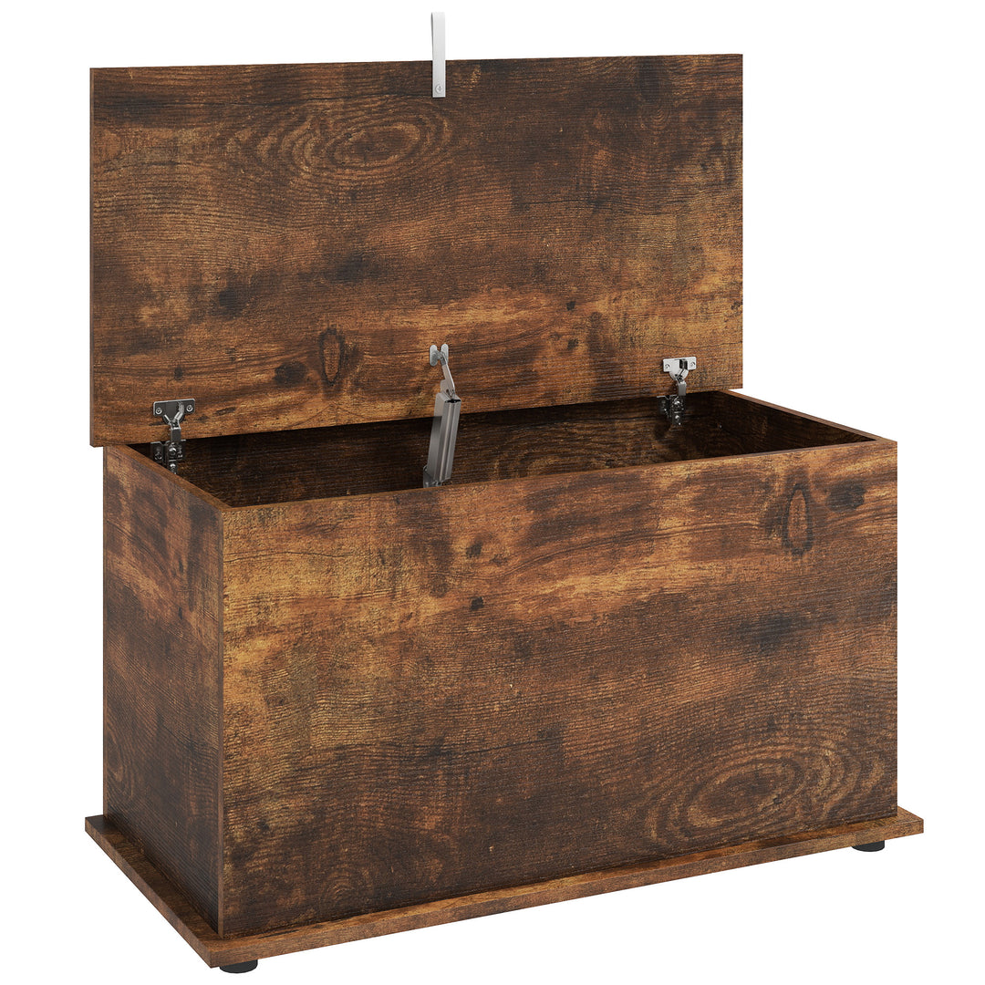 Storage Chest, 102L Blanket Box, Shoe Bench Safety Hinged Lid, Bed End