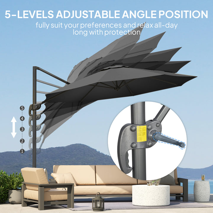 3 x 3m Overhanging Cantilever Parasol - Black