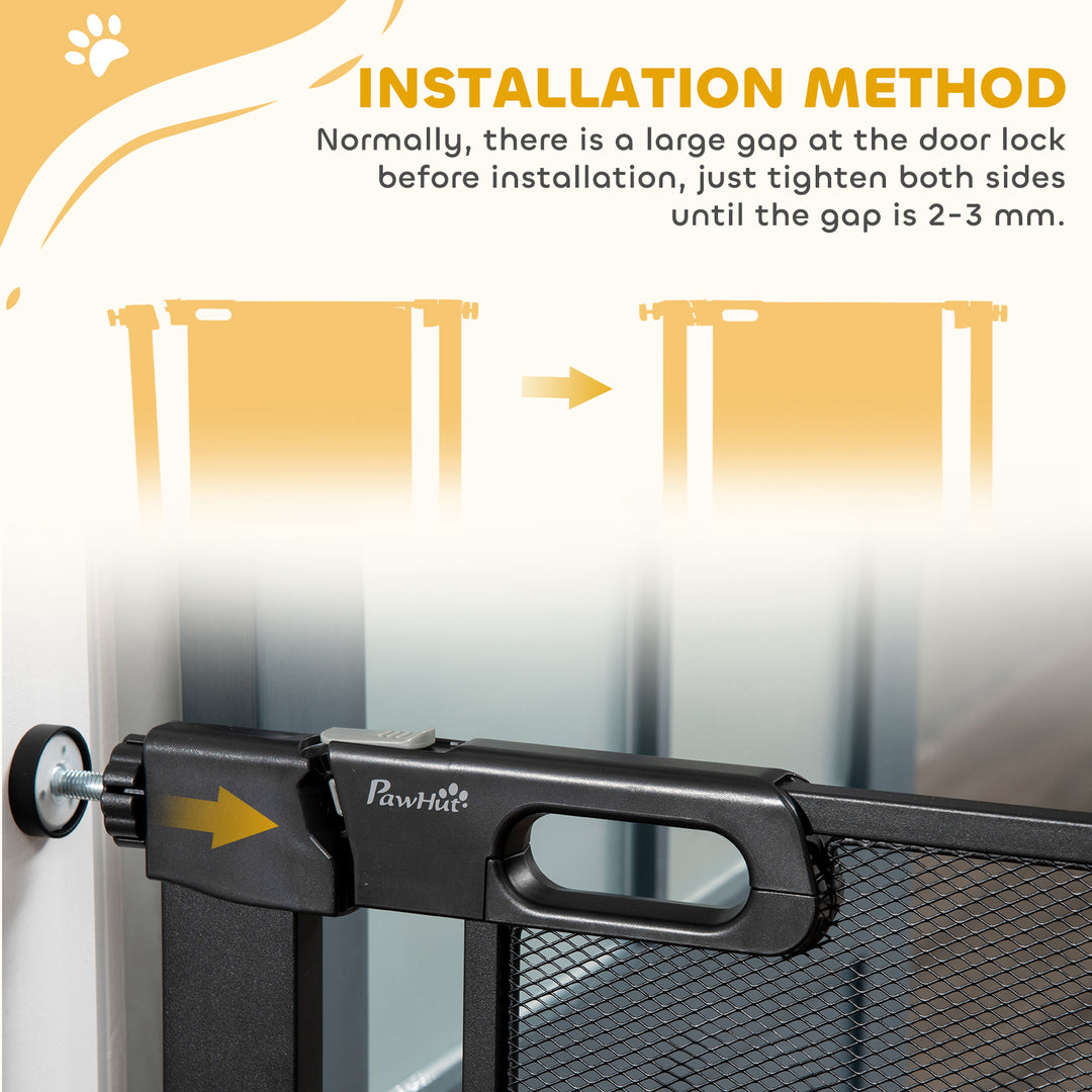MCL Dog Safety Gate, for Hallways, Staircases, Doors w/ Automatic Closing Door - Black