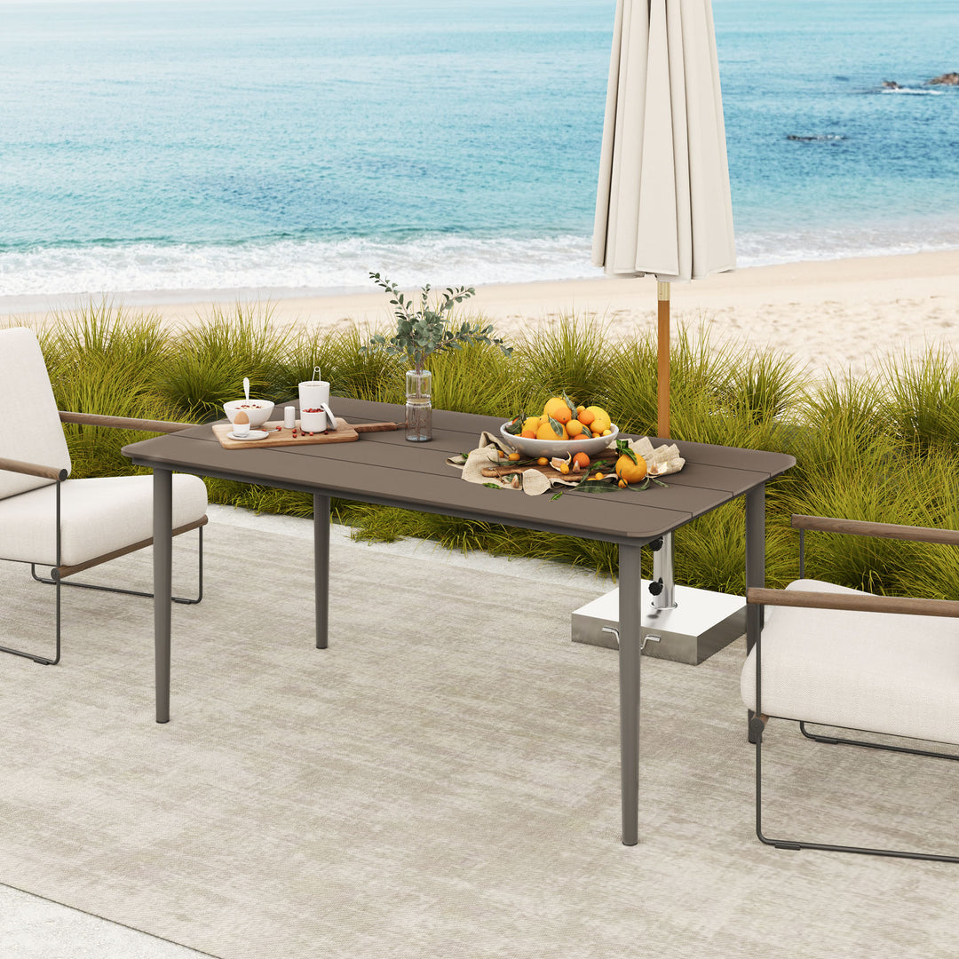 Garden Table, Outdoor Dining Table for 6 People, 160 x 90 x 74 cm, with Rust Resistant Metal Frame, WPC Top, for Balcony, Terrace, Dark Grey