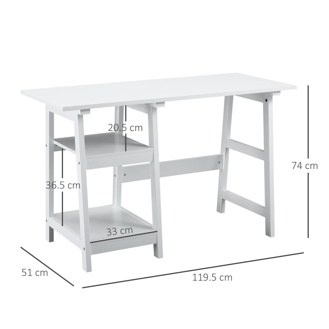 MCL Compact Computer Desk with Storage Shelves, Study Table with Bookshelf, PC Table Workstation for Home Office, Study, Easy Assembly, 120 x 51cm, White