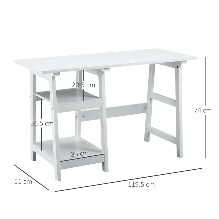 MCL Compact Computer Desk with Storage Shelves, Study Table with Bookshelf, PC Table Workstation for Home Office, Study, Easy Assembly, 120 x 51cm, White