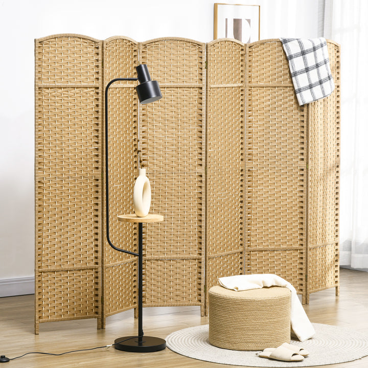 6 Panel Folding Room Divider, Freestanding Privacy Screen for Living Room, Bedroom and Office, 240 x 170cm, Natural