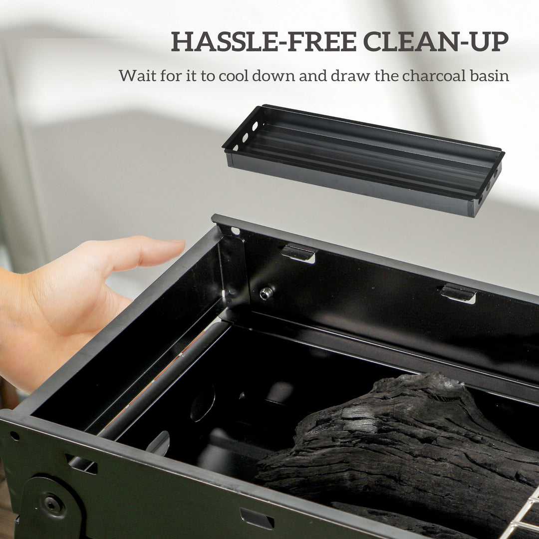 Foldable Charcoal Grill - Black