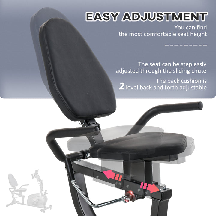 HOMCOM Fitness Recumbent Bike Magnetic Resistance Exercise Bike Stationary Cycling Bike, Pad Holder with LCD Monitor, Indoor Cardio Workout, Black