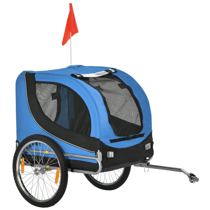 PawHut Secure Dog Bike Trailer, Foldable Bicycle Pet Trailer with Weather-Resistant Cover, Bright Blue