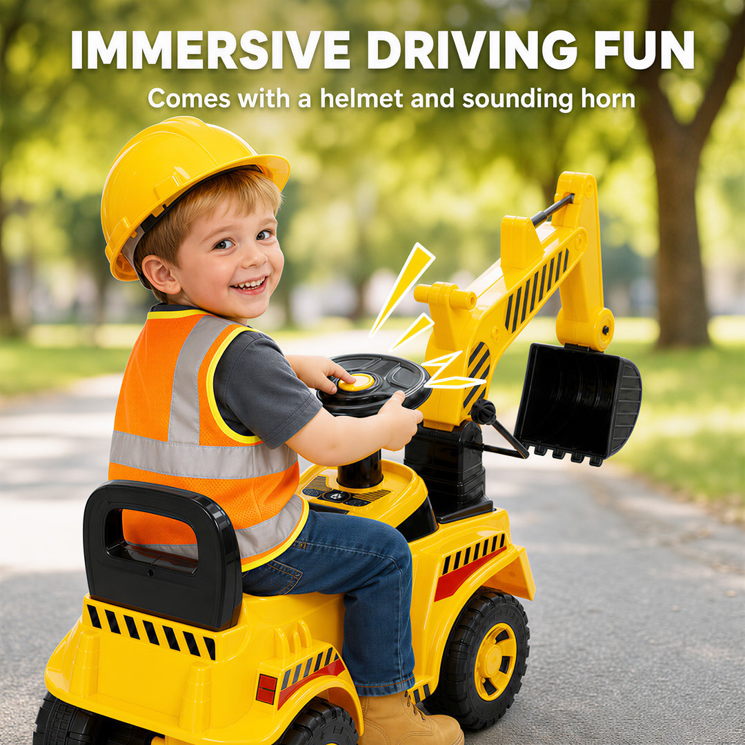Kids Ride on Digger, Toddler Construction Toy Car with Security - view 6