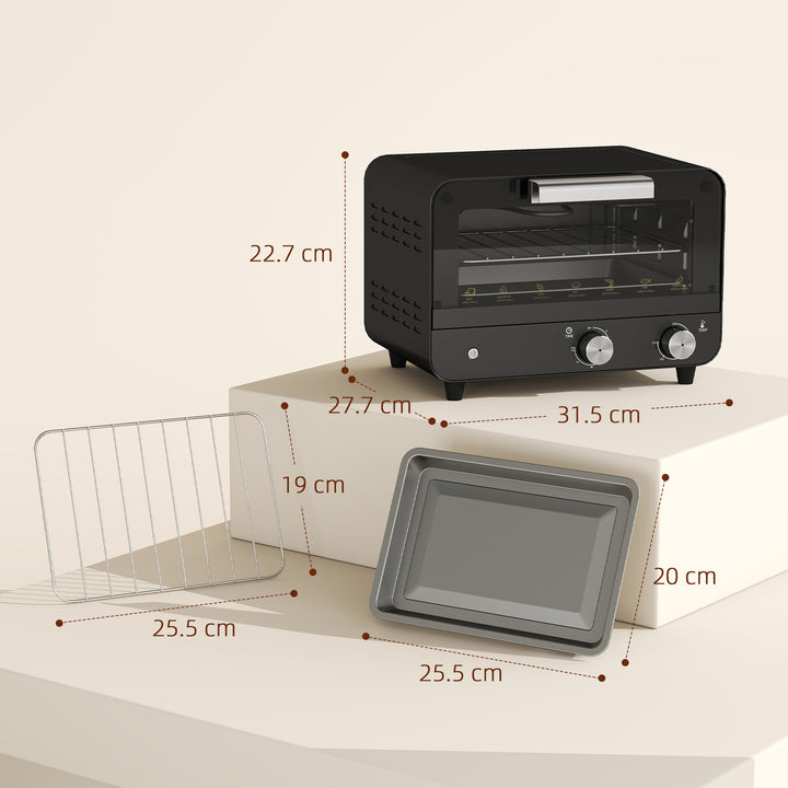 Small Toaster Oven, 12L Multifunction Mini Countertop Oven with Glass 