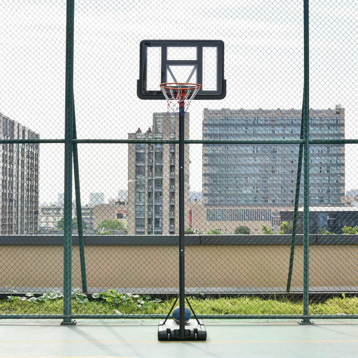 HOMCOM Portable Freestanding Basketball Hoop Stand Transparent Backboard 231-305cm Adjustable Basketball Hoop with Two Moving Wheels | Aosom UK