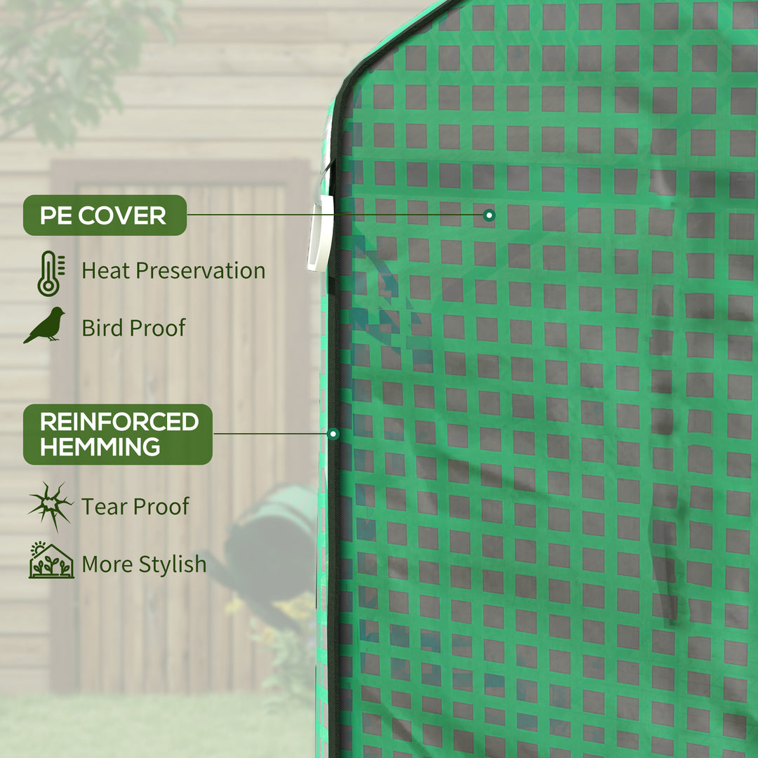 Greenhouse Cover Replacement Walk-in PE Hot House Cover with Roll-up Door and Windows, 140 x 143 x 190cm, Green